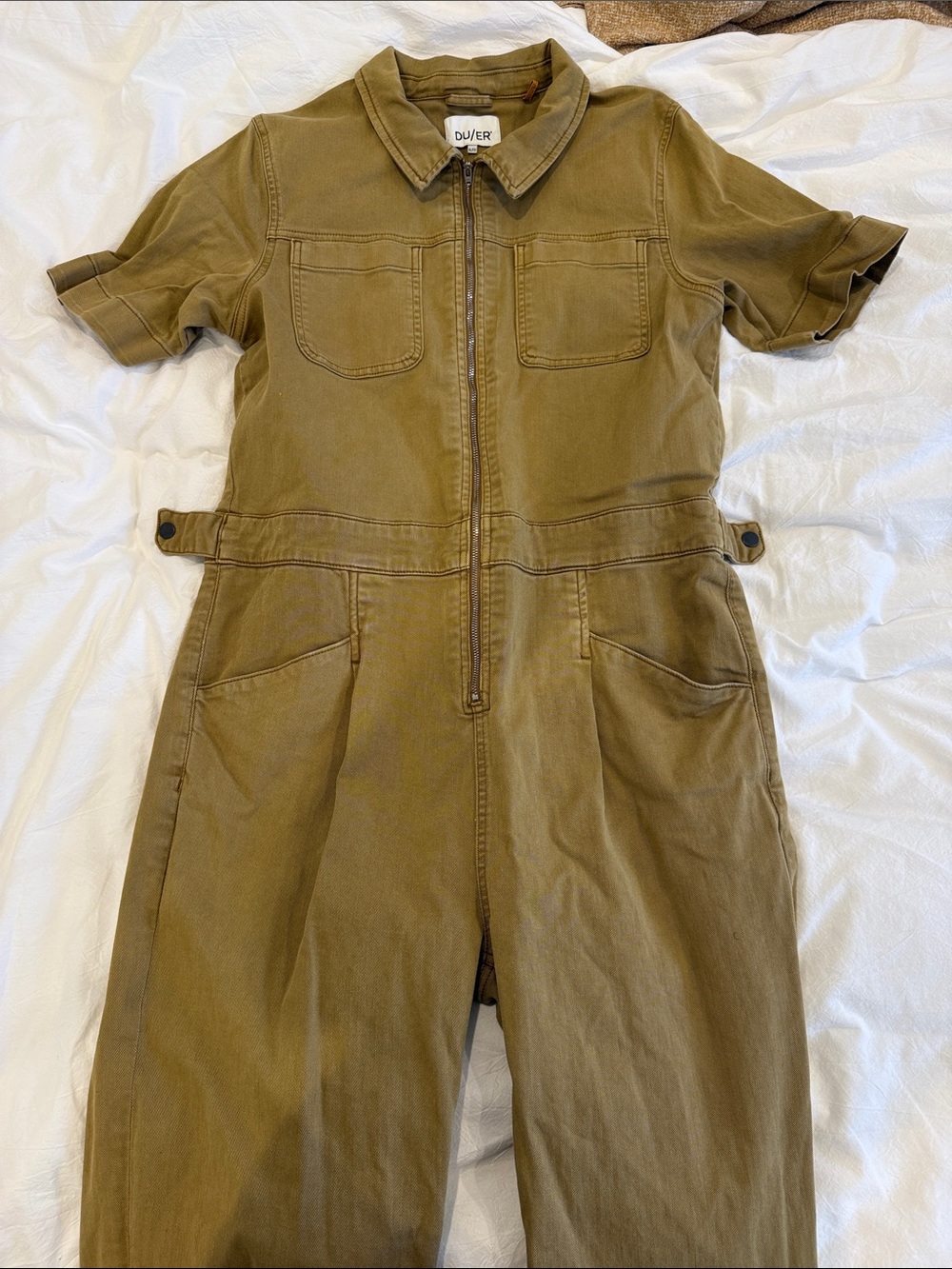 DU/ER Women's Olive Green Utility Jumpsuit - Boot Cut